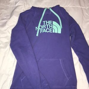 the north face purple and mint sweatshirt